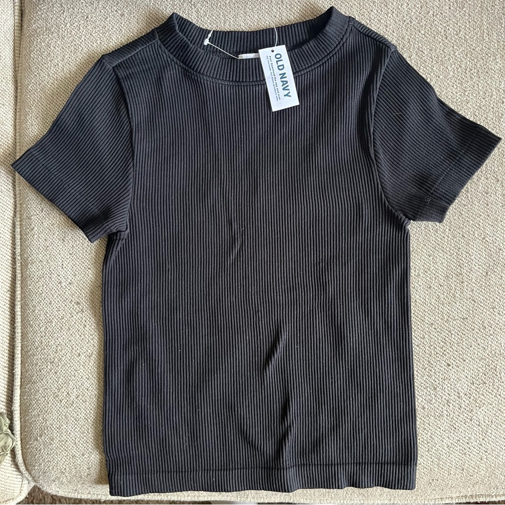 Old Navy Black Ribbed T-Shirt NWT